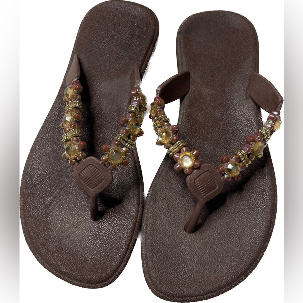 Brown Jeweled Sandals